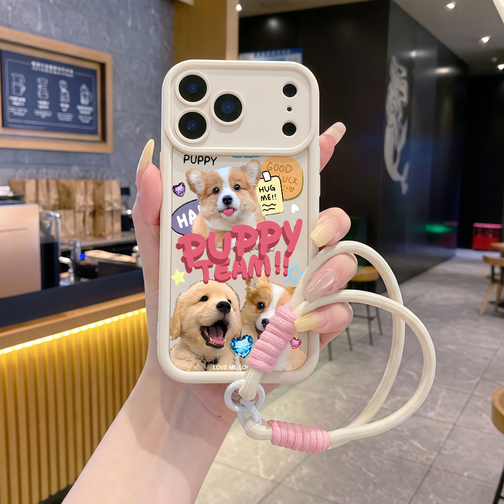 Cute Cartoon Wrist Strap Silicone Case - Fundas de Teléfono Suaves con Correa