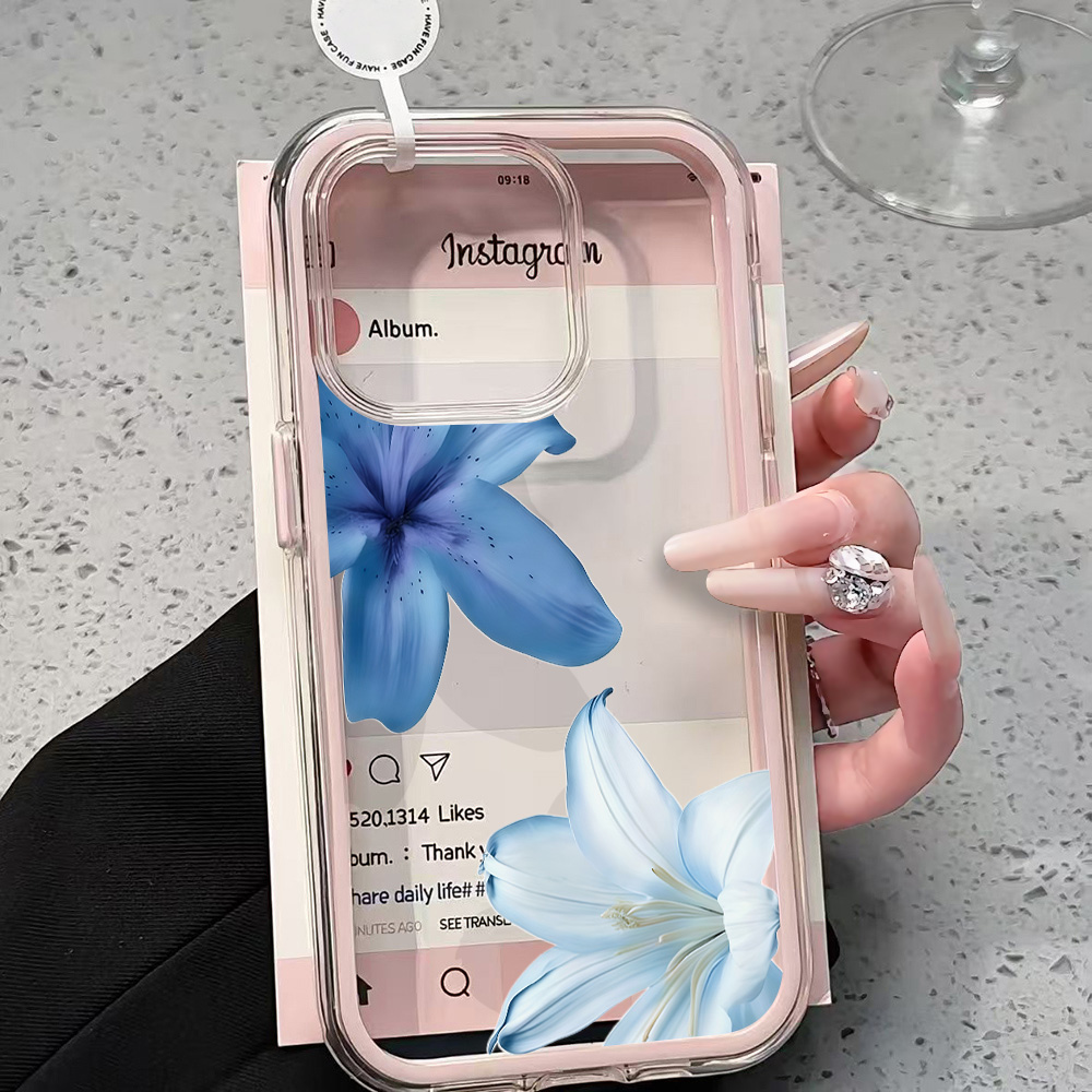 Clear Shockproof Bumper Case - Funda Transparente con Diseño de Flor