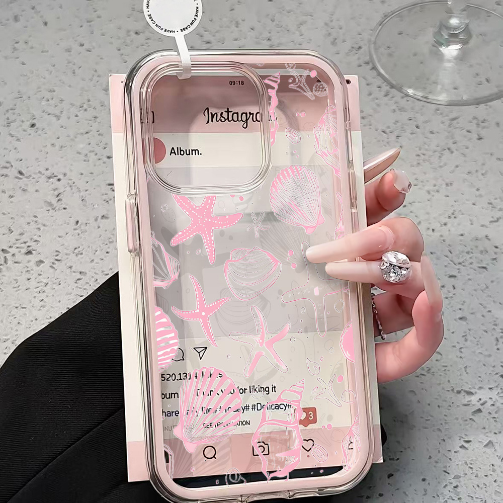Clear Shockproof Bumper Case - Funda Transparente con Diseño de Conchas