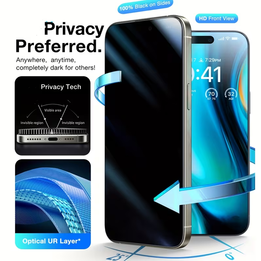 1-3PCS Protector de Pantalla d - Anti Peek Privacy Tempered Glass reseña y precio