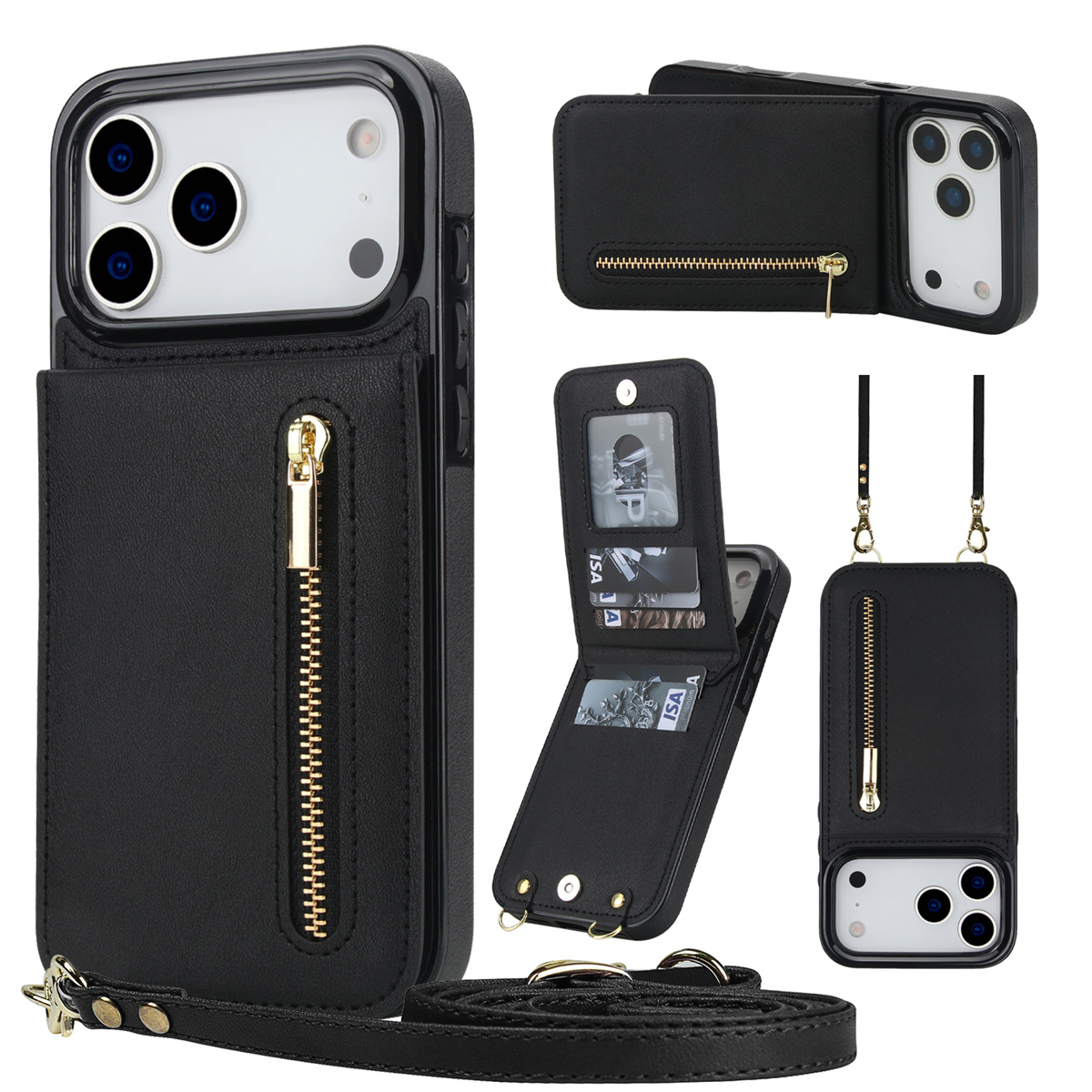 Funda de teléfono de cuero con - Leather Wallet Card Holder Phone Cover reseña y precio